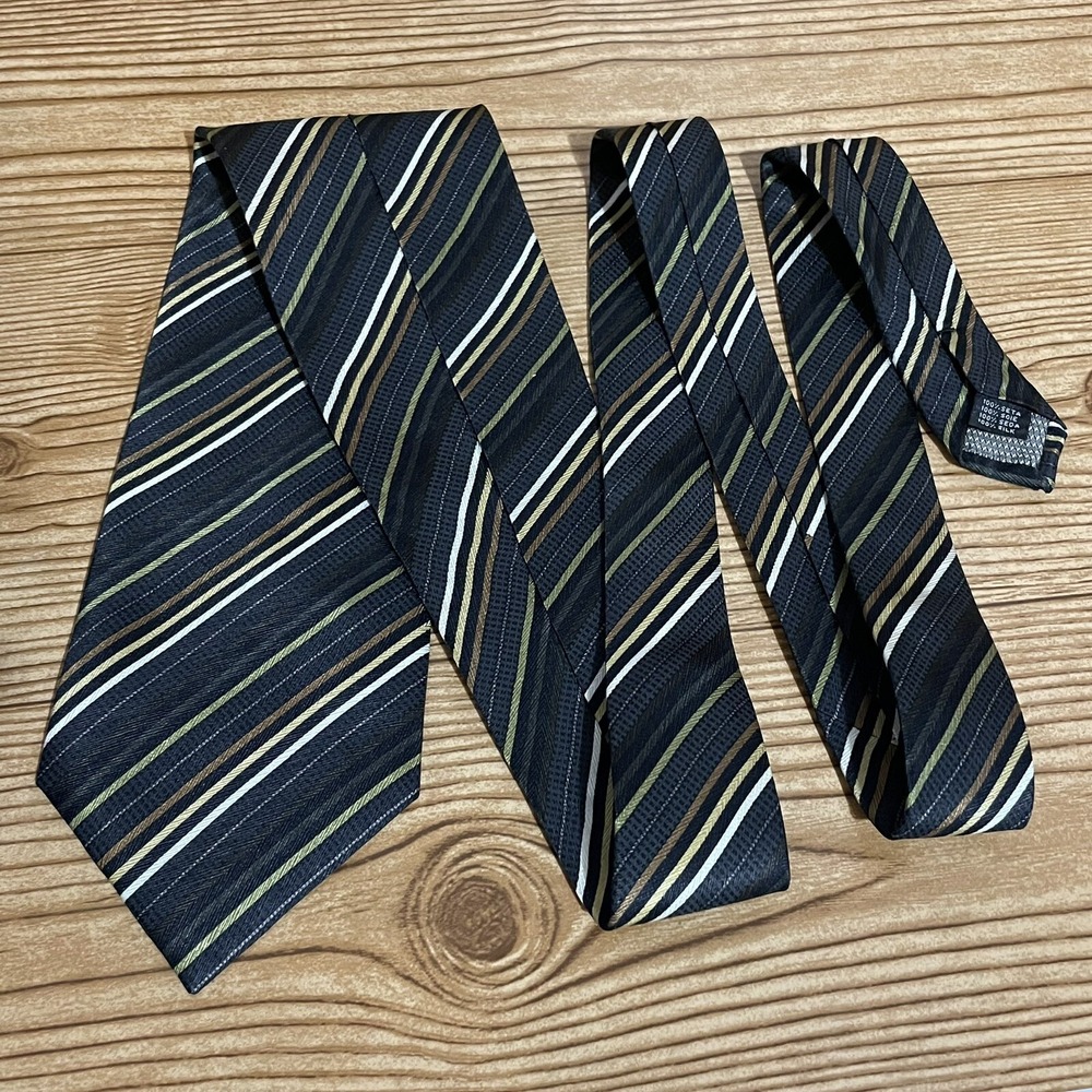 Croft & Barrow Necktie Green‎ Multicolor Diagonal Stripes HandMade 100% Silk Tie
